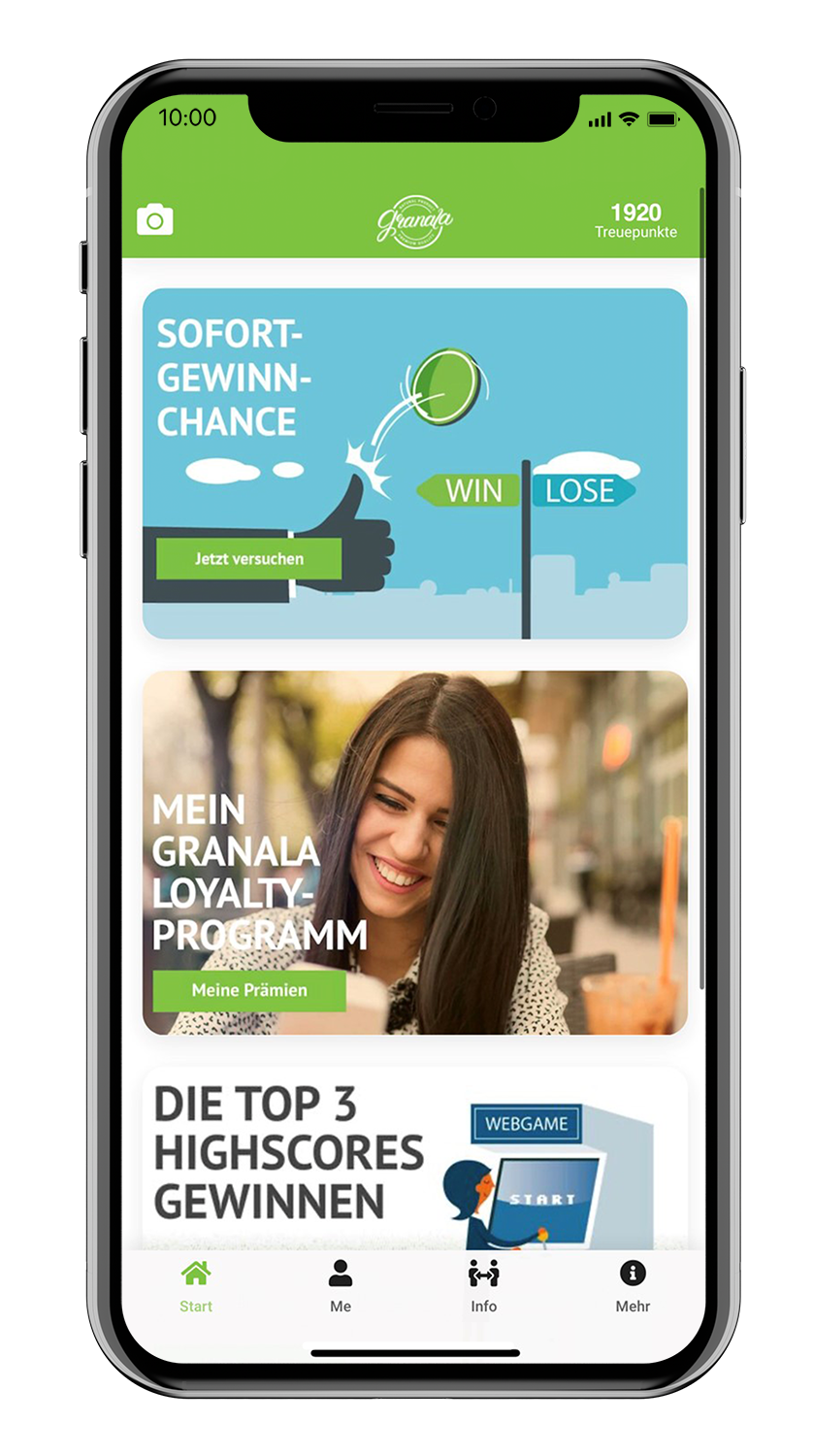 Geöffnete CodeMe-Anwendung in einen Smartphone.